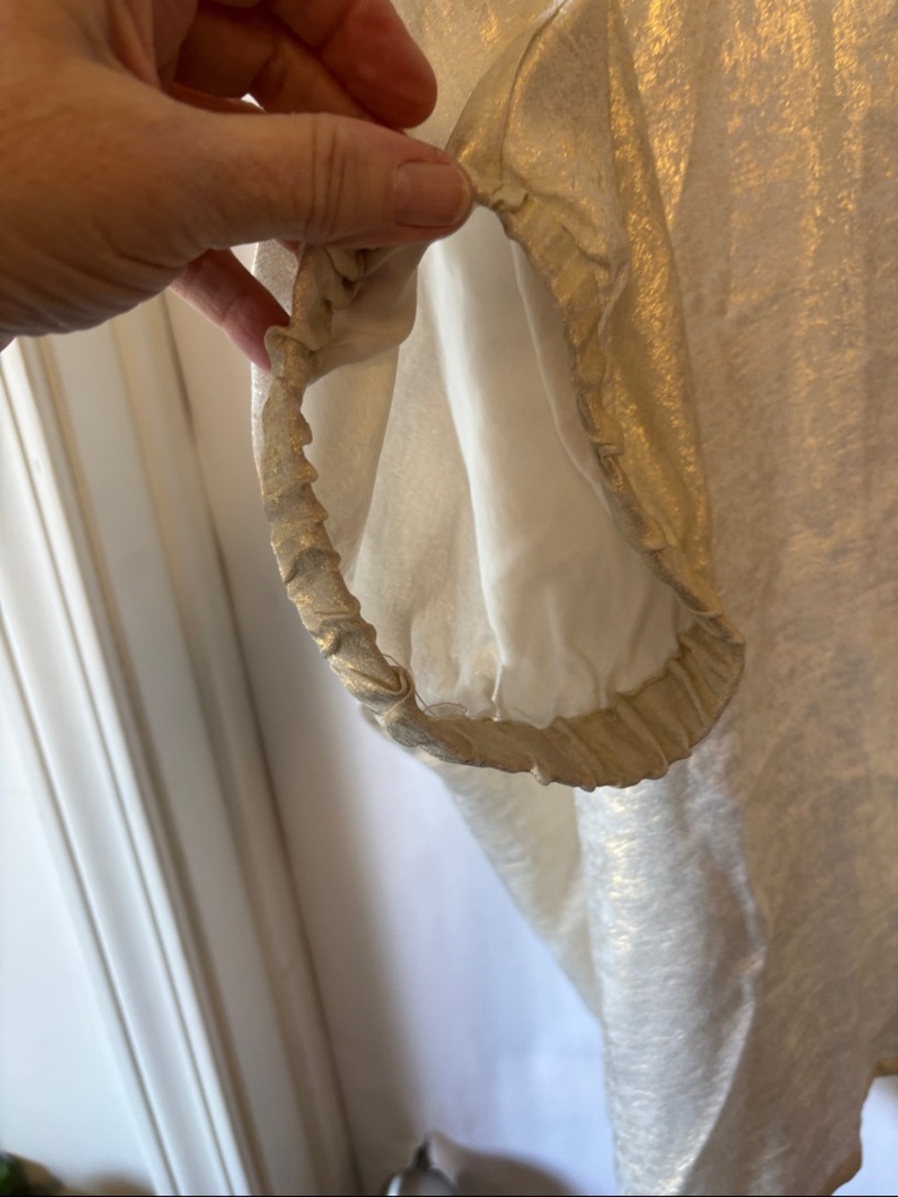 JODIFL Shimmery Gold V-Neck Blouse pit to pit 36” - Picture 2 of 10